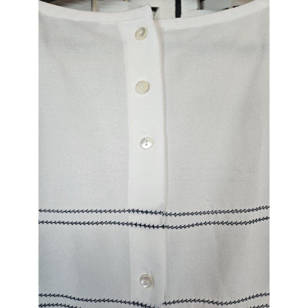 Namu Womens Large White Blouse Blue Stripes Preppy Work Career - Picture 6 of 9